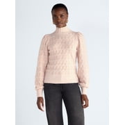 Scoop Women's and Women s Plus Turtleneck Sweater with Puff Shoulders, Sizes XS-4X