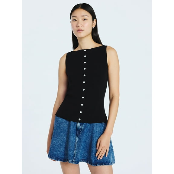 Scoop Women's Sleeveless Button Front Cardigan Sweater, Lightweight, Sizes XS-XXL