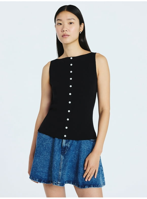 Women's Sleeveless Button Front Cardigan Sweater, Lightweight, Sizes XS-XXL