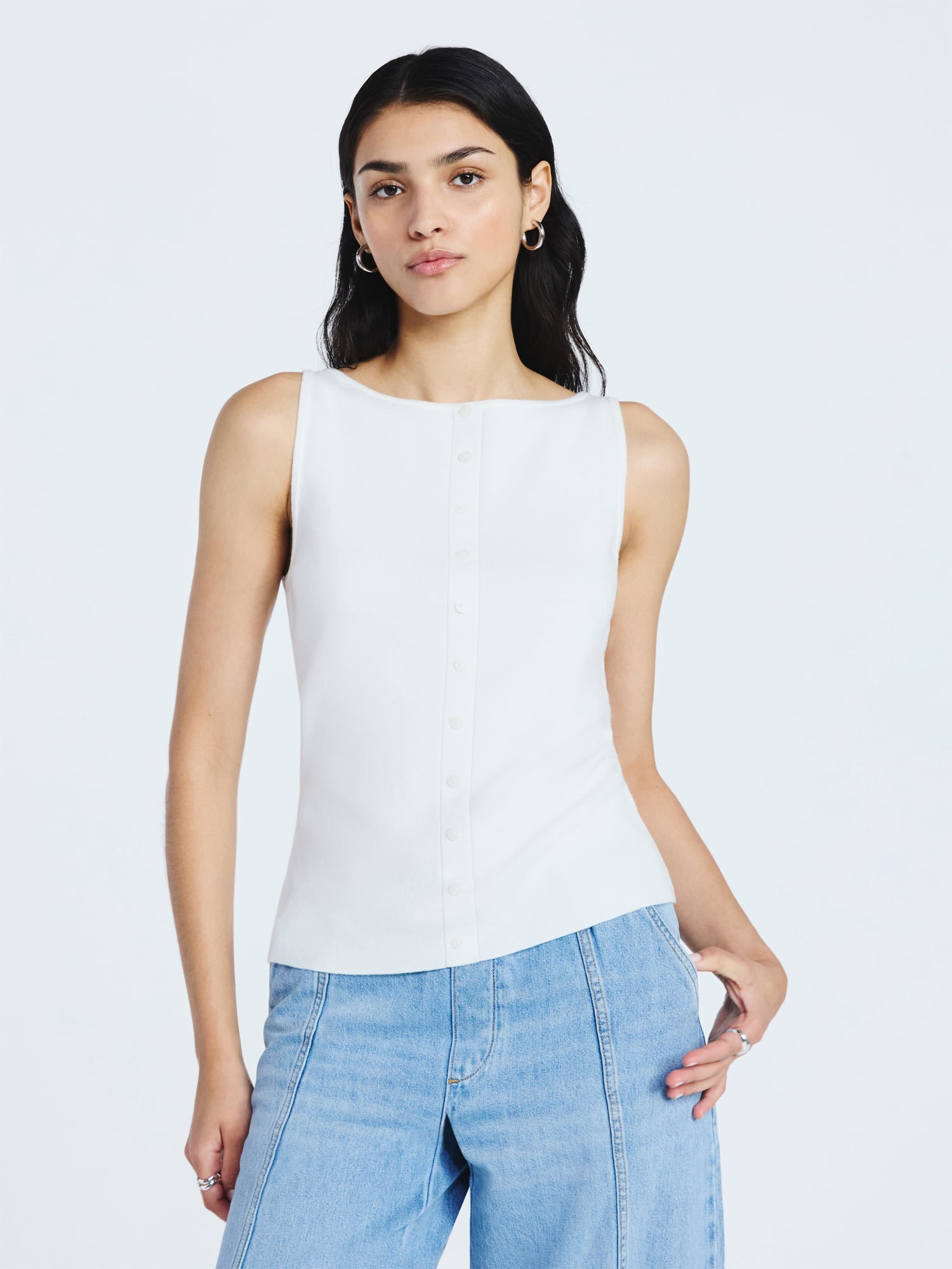 Scoop Women's Sleeveless Button Front Cardigan Sweater, Lightweight, Sizes XS-XXL