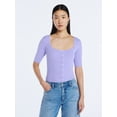 thumbnail image 1 of Scoop Women's Square Neckline Cardigan Sweater with Short Sleeves, Lightweight, Sizes XS-XXL, 1 of 5