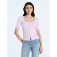 thumbnail image 1 of Scoop Women's Square Neckline Cardigan Sweater with Short Sleeves, Lightweight, Sizes XS-XXL, 1 of 5
