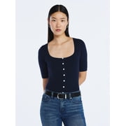 Blusa Casual Taglie Forti – Scollo A Scoop, Maniche Corte, Laterale Increspato – 1XL ~ 3XL - Foto 2