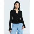 thumbnail image 1 of Scoop Women's and Women's Plus Peplum Ruffle Cardigan Sweater, Lightweight, Sizes XS-4X, 1 of 5