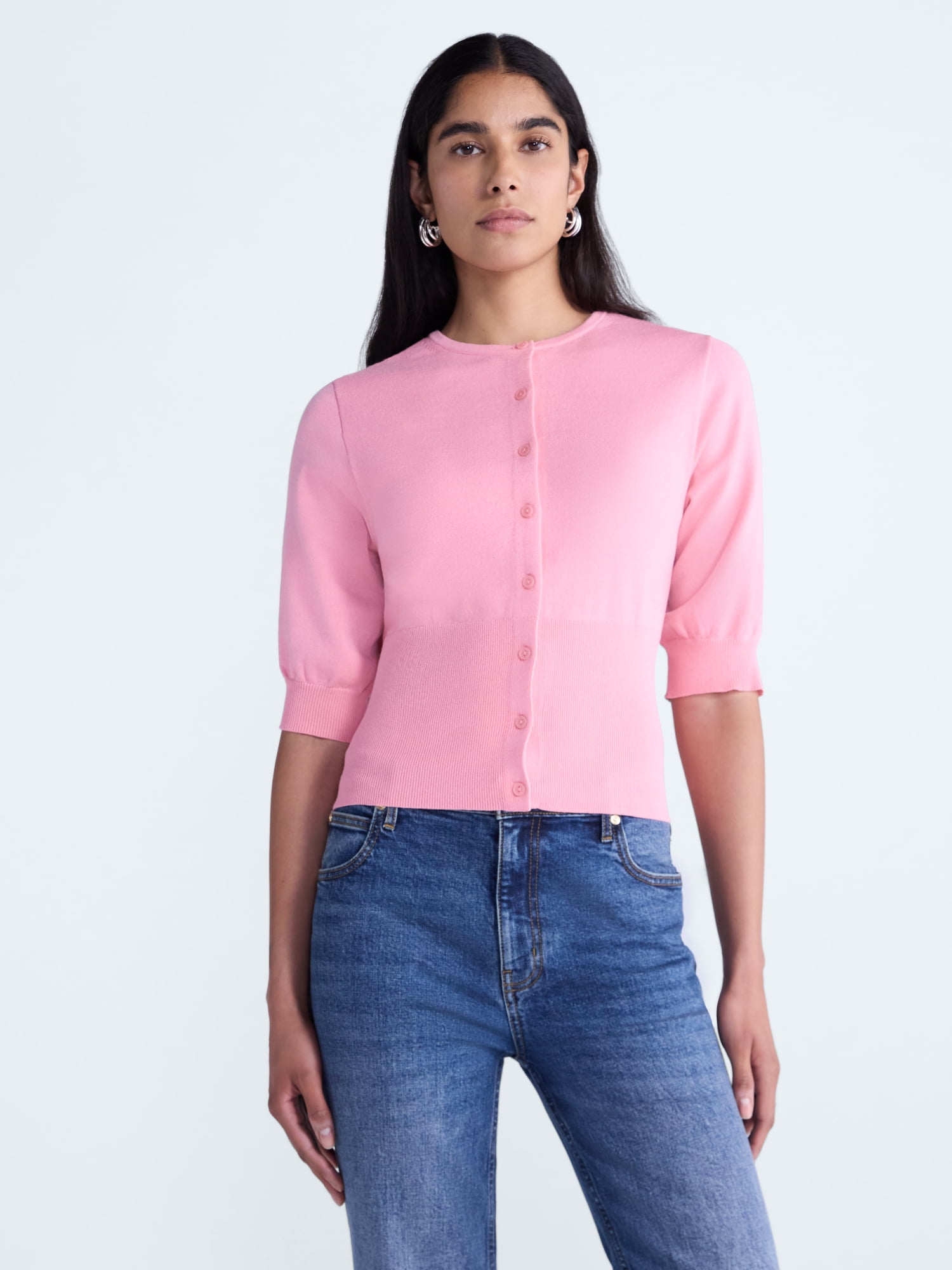 Scoop Women's and Women's Plus Ribbed Cardigan Sweater, Sizes XS-4X