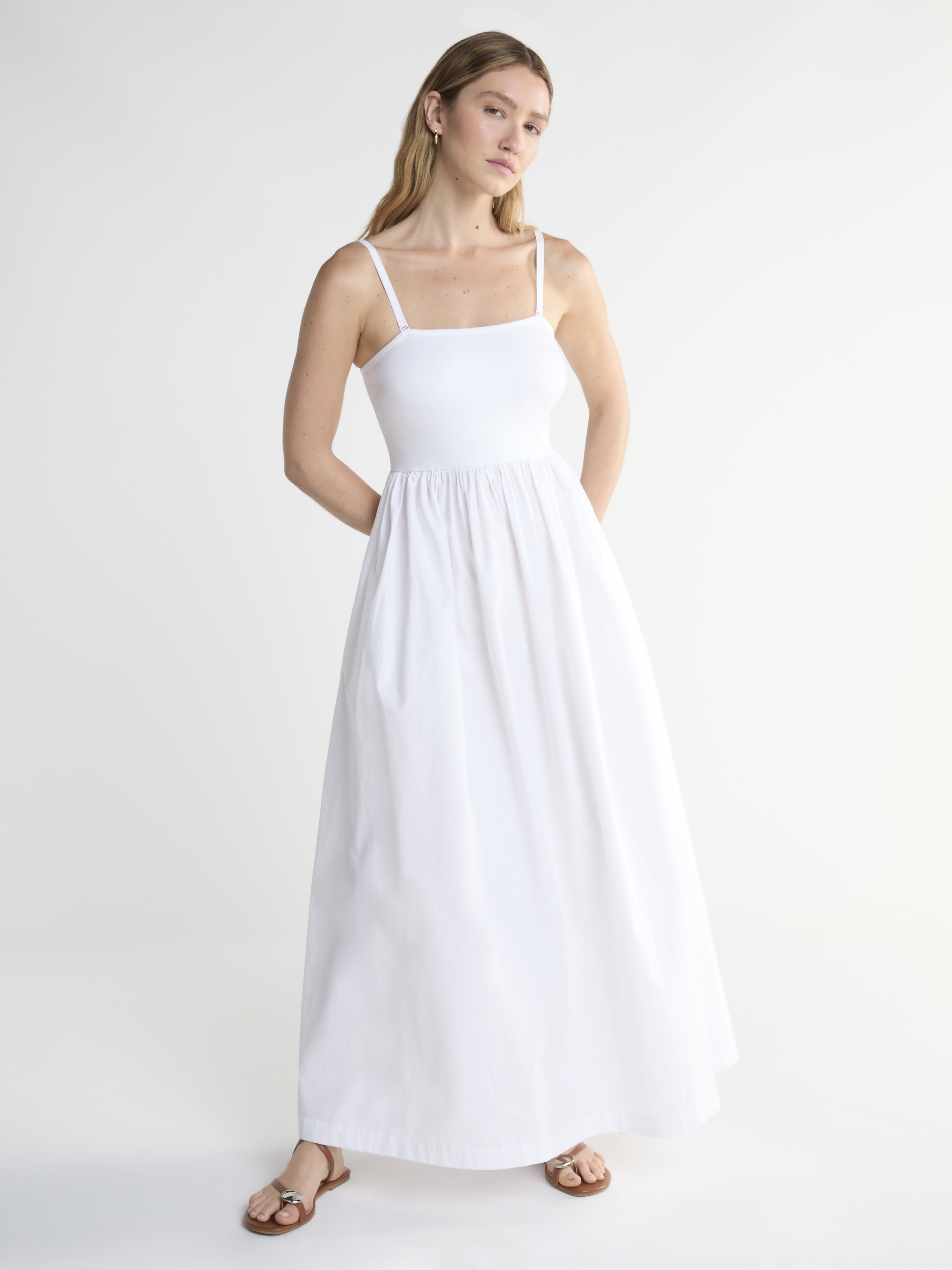 【即納】 Scoop Women's Mixed Fabric Maxi Dress, Sizes XS-XXL ワンピース