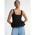 thumbnail image 1 of Scoop Women’s Mixed Media Bubble Hem Tank Top, Sizes XS-XXL, 1 of 5