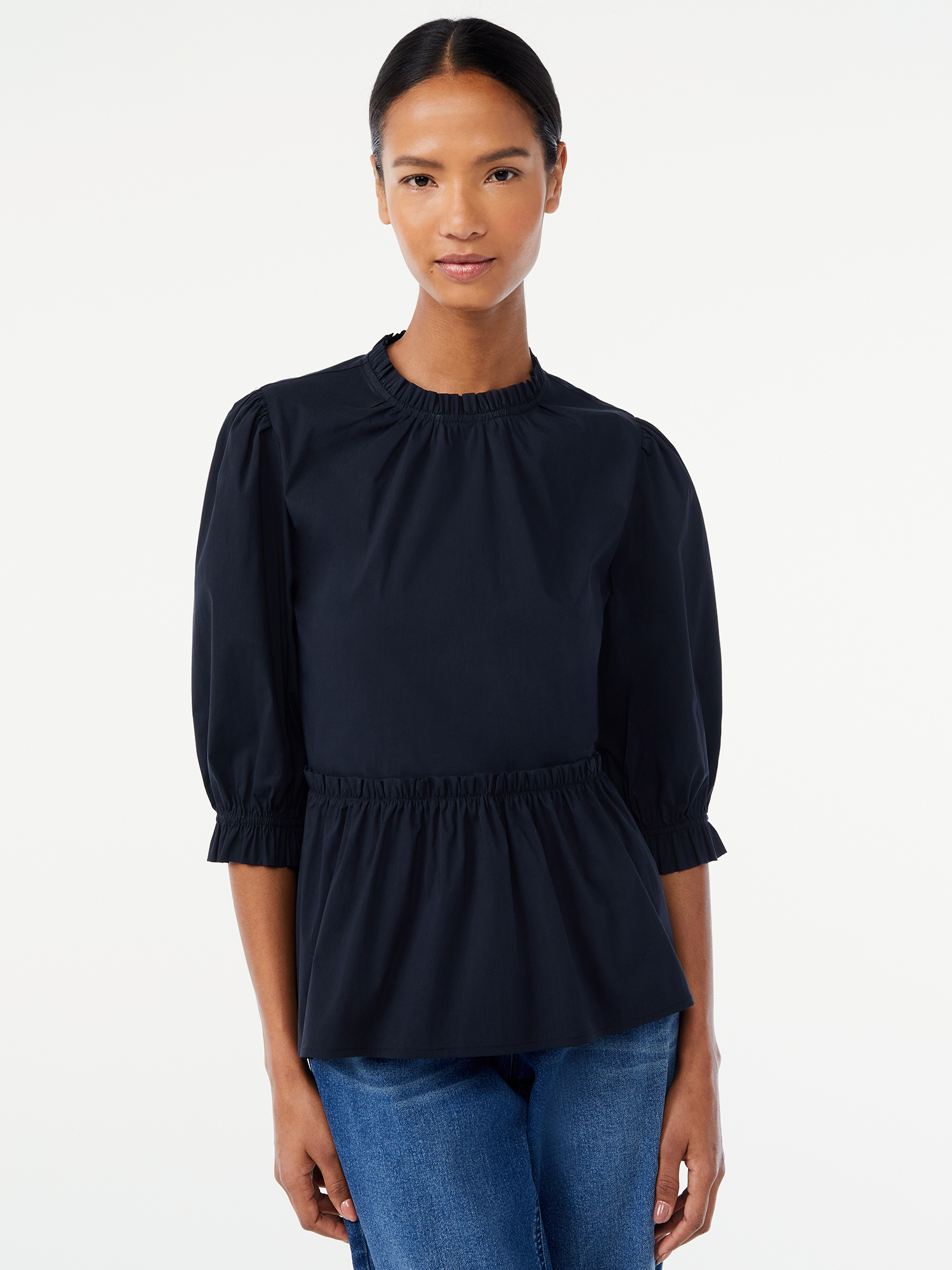 Scoop Women's Mock Neck Peplum Top - Walmart.com