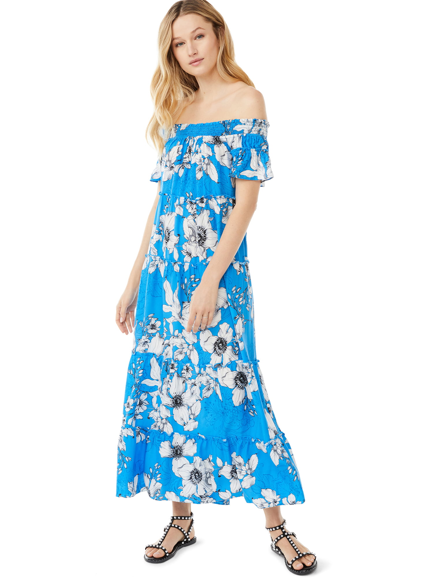 Scoop Women's Off-The-Shoulder Maxi Dress - Walmart.com