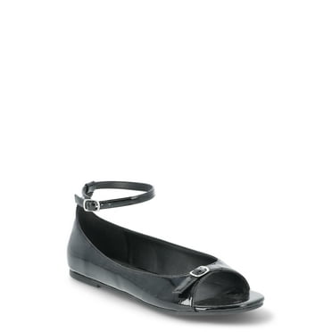 Scoop Women's Open Toed Flats with Adjustable Ankle Strap
