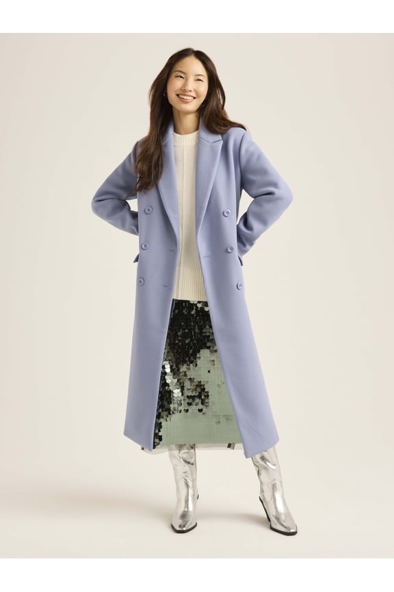 Women's & Women's Plus Faux Wool Oversized Double Breasted Coat, Sizes XS-4X