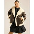 thumbnail image 1 of Scoop Women's & Women's Plus Faux Leather Moto Jacket with Faux Fur Lining, Sizes XS-4X, 1 of 5