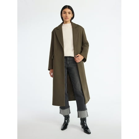 Scoop Women's and Women's Plus Oversized Faux Wool Coat, Heavyweight, Sizes XS-4X