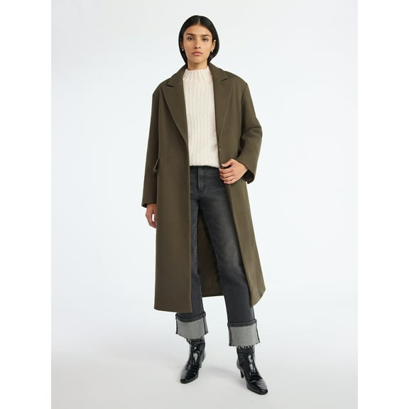Scoop Women's and Women's Plus Oversized Faux Wool Coat, Heavyweight, Sizes XS-4X