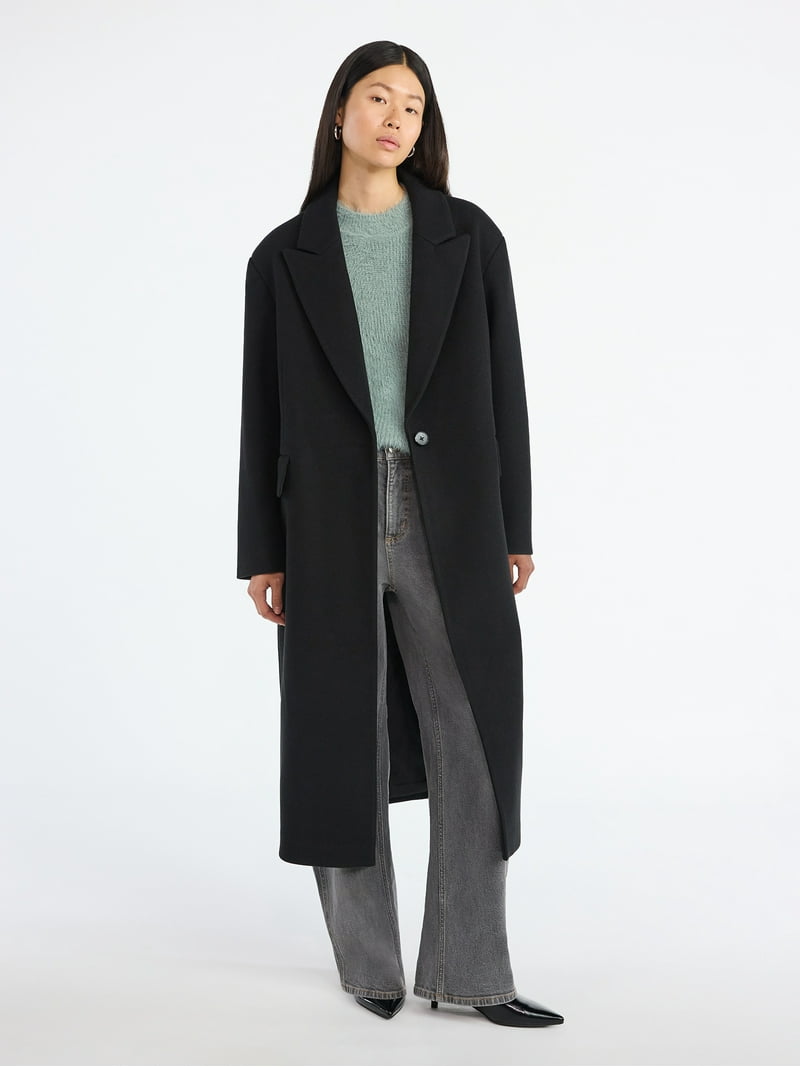 Scoop Women's and Women's Plus Oversized Faux Wool Coat