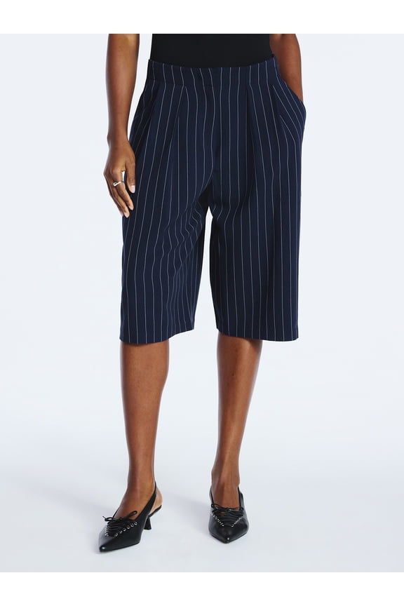 Women’s Pleated Culotte Pinstripe Pants, 22.5'' Inseam, Sizes 0-18