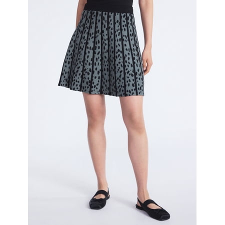 Scoop Women's and Women’s Plus Pleated Sweater Knit Mini Skirt, Sizes XS-4X