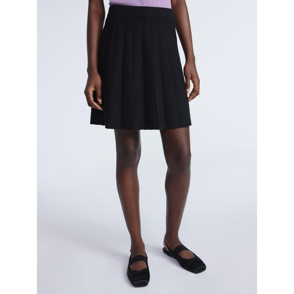 Scoop Women's and Women’s Plus Pleated Sweater Knit Mini Skirt, Sizes XS-4X