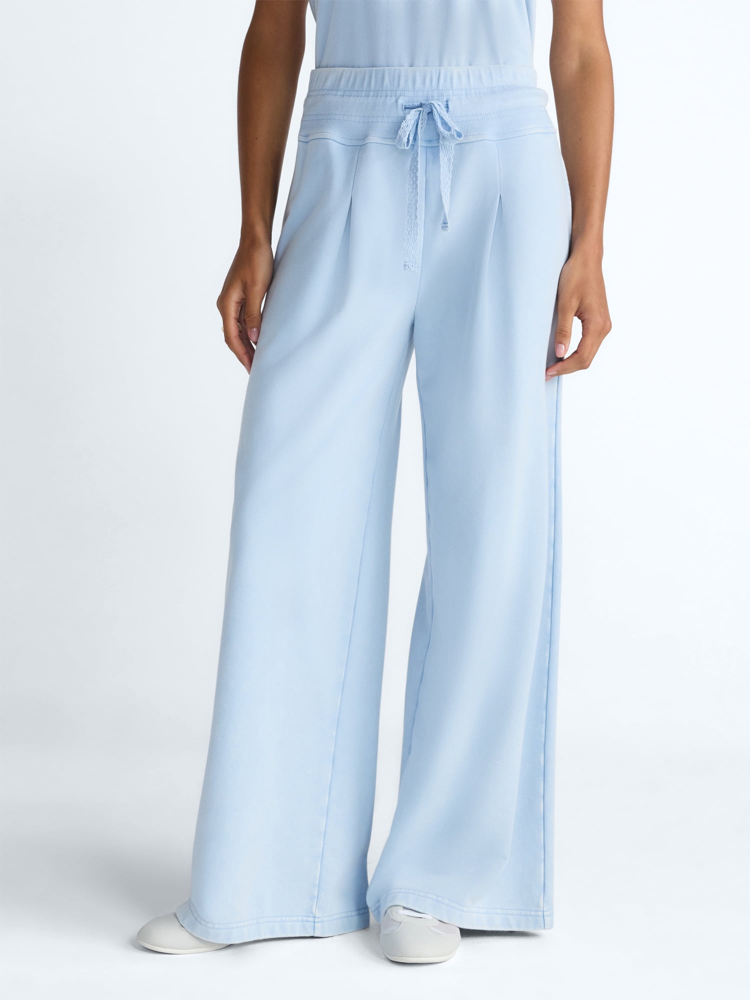 Scoop Women's Pleated Wide-Leg Sweatpants, 29'' Inseam, Sizes XS