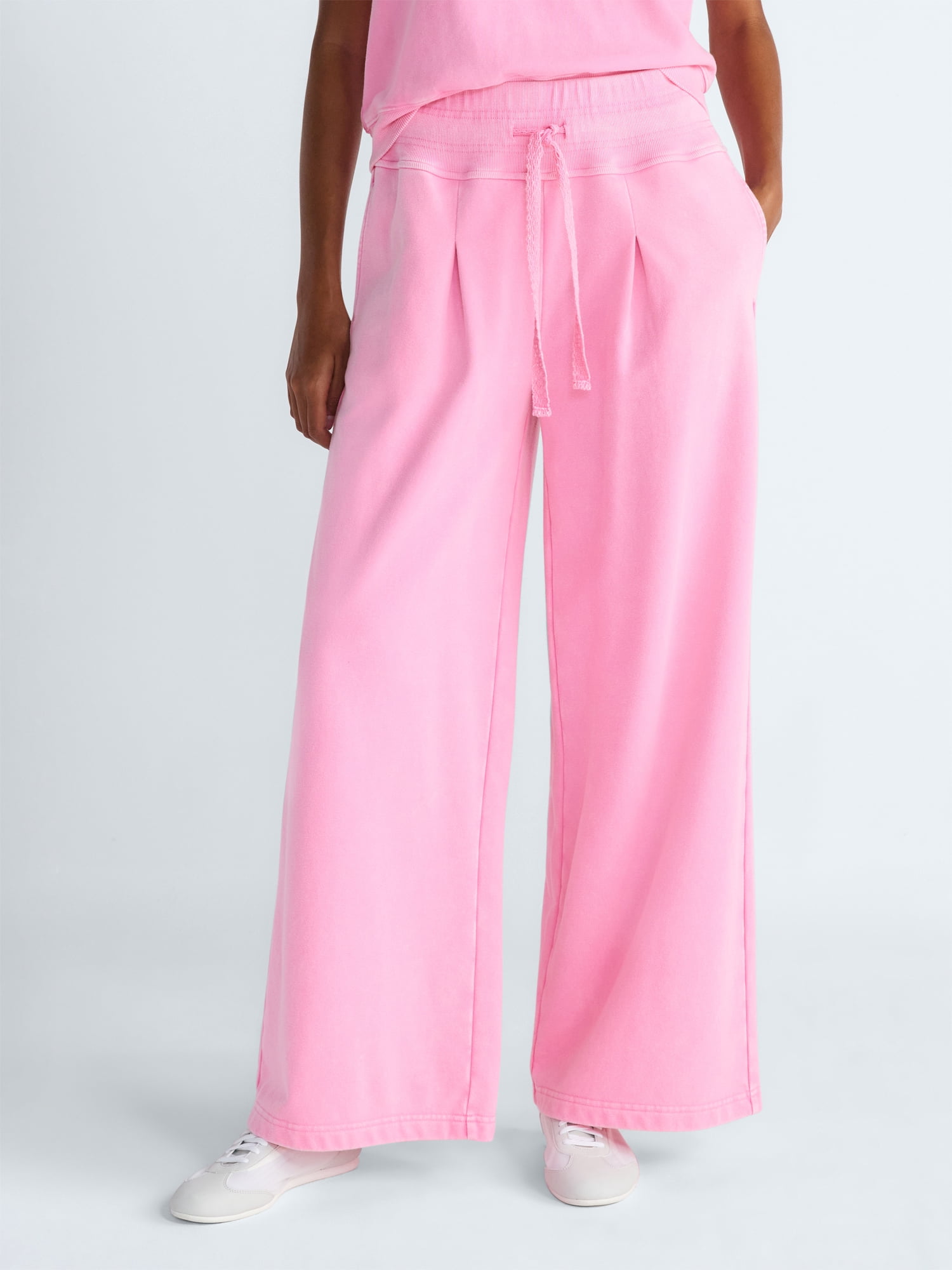Scoop Women's Pleated Wide-Leg Sweatpants, 29'' Inseam, Sizes XS