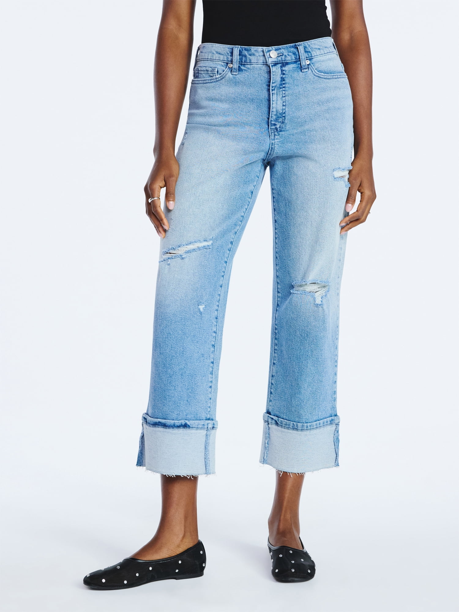 Scoop Women's and Women's Plus Benton Cuffed Ankle Jeans, 25", 27", and 29" Inseams, Sizes 0-26W