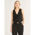 thumbnail image 1 of Scoop Women's and Women's Plus Linen Blend V-Neck Button Vest, Sizes XS-4X, 1 of 4