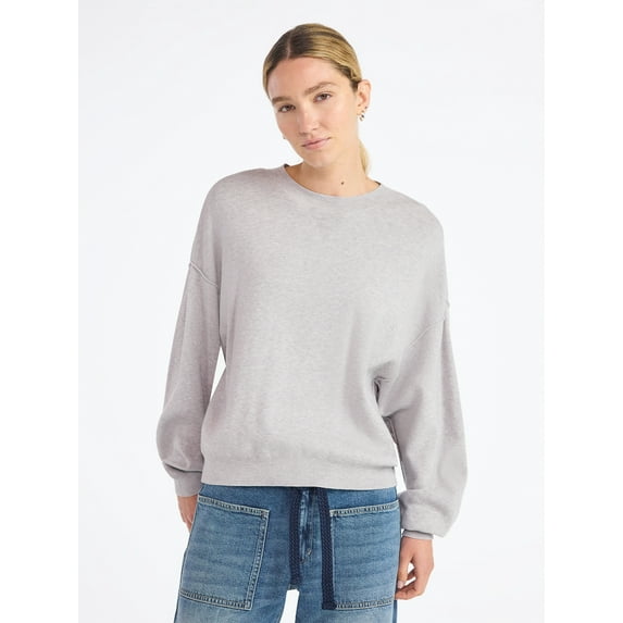 Scoop Women's and Women's Plus Oversized Crewneck Sweater, Lightweight, Sizes XS-4X
