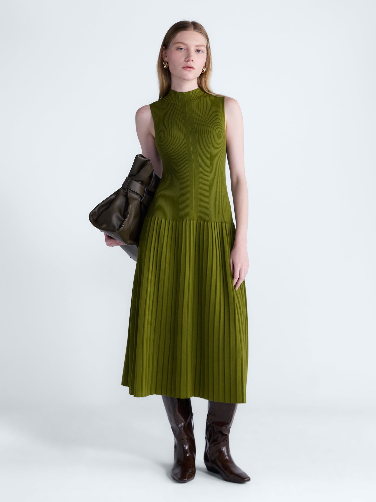 Scoop Women's and Women's Plus Mock Neck Midi Sweater Dress, Size XS-4X