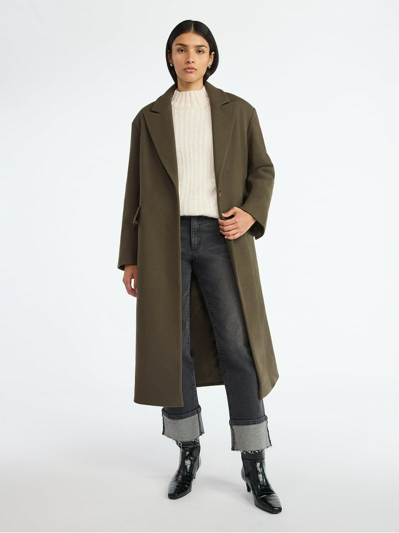 Scoop Women's and Women's Plus Oversized Faux Wool Coat