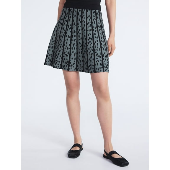 Scoop Women's and Women’s Plus Pleated Sweater Knit Mini Skirt, Sizes XS-4X