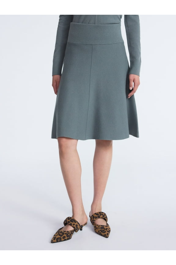 Women's and Women’s Plus Sculptural Sweater Knit Midi Skirt, Sizes XS-4X