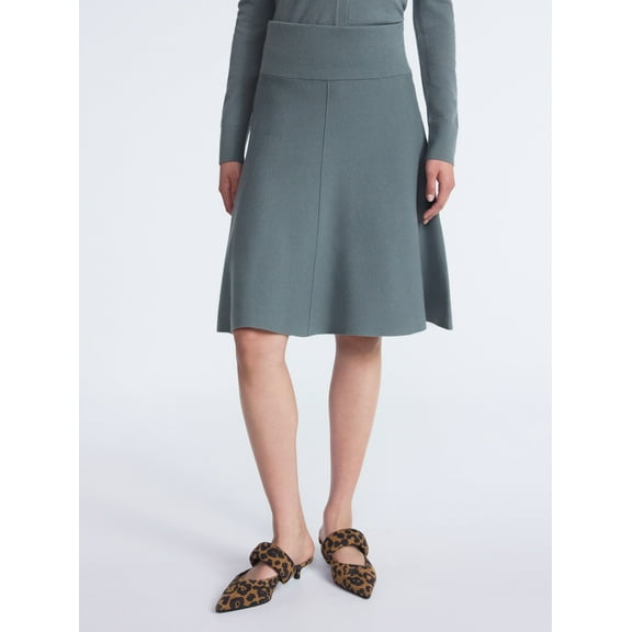 Scoop Women's and Women’s Plus Sculptural Sweater Knit Midi Skirt, Sizes XS-4X