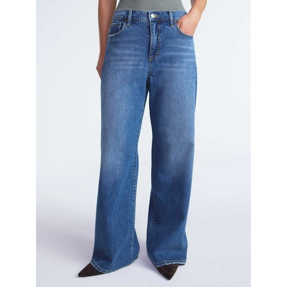 Scoop Women’s and Women’s Plus Baggy Wide Leg Jeans, Sizes 0-26