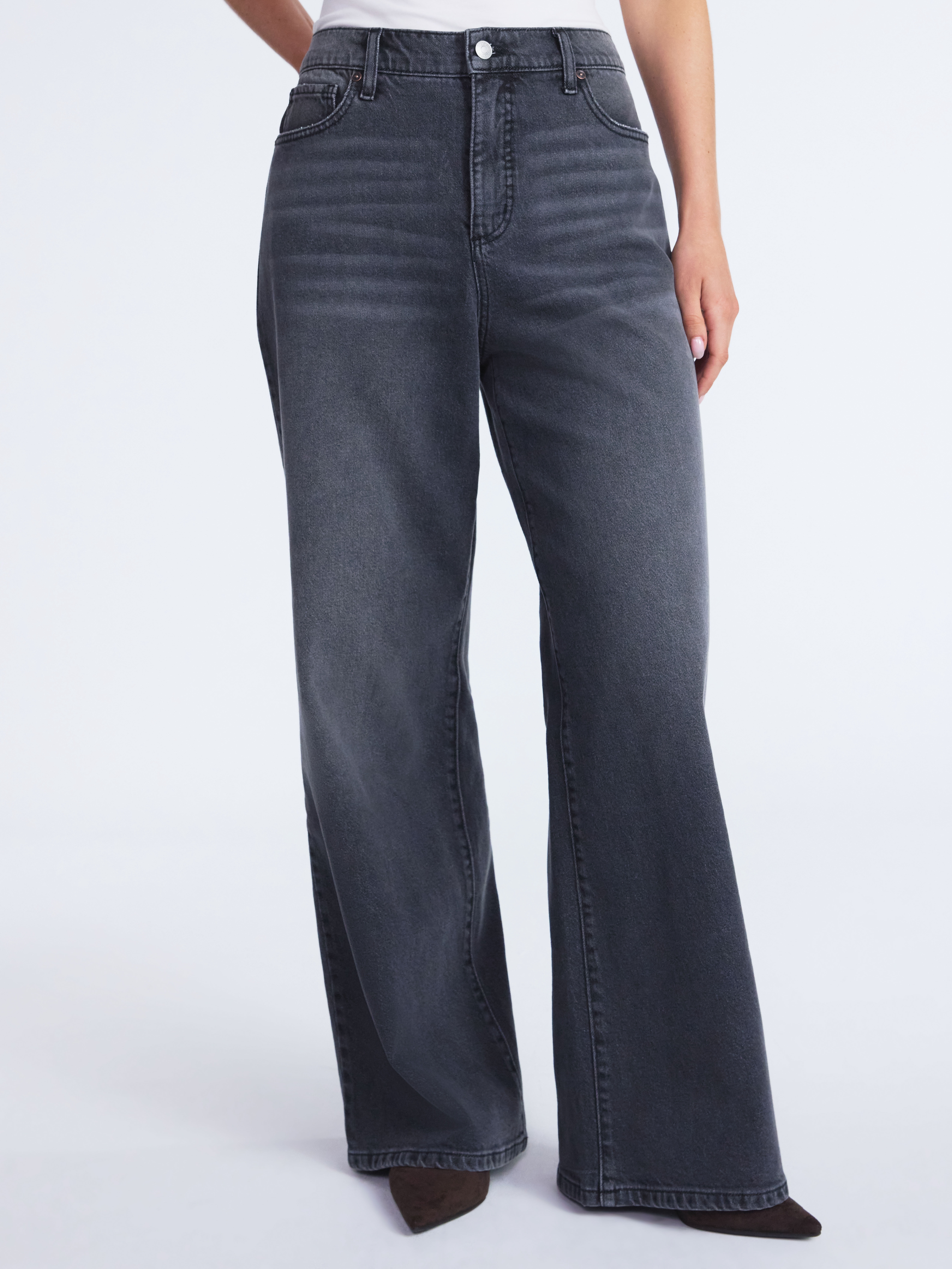 Scoop Women’s and Women’s Plus Baggy Wide Leg Jeans, Sizes 0-26