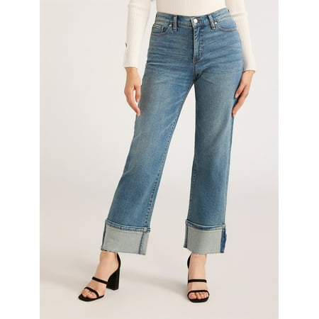 Scoop Women's and Women's Plus Benton Cuffed Ankle Jeans, 25", 27", and 29" Inseams, Sizes 0-26W