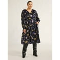 thumbnail image 1 of Scoop Women's & Women's Plus V Neck Plissé Midi Dress, Sizes XS-4X, 1 of 4