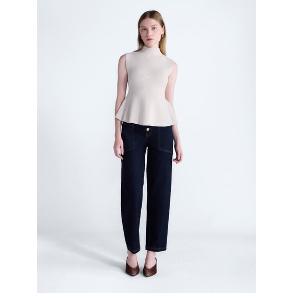 Scoop Women's and Women's Plus Sleeveless Mock Neck Peplum Sweater Tank, Sizes XS-4X