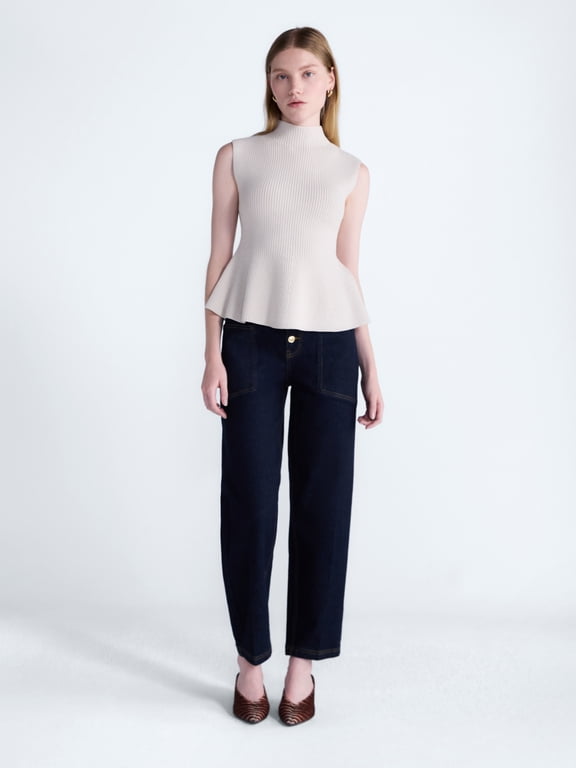 Women's and Women's Plus Sleeveless Mock Neck Peplum Sweater Tank, Sizes XS-4X
