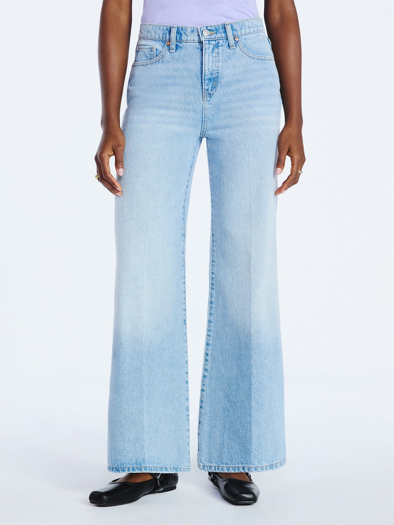 Scoop Women's and Women's Plus Slouchy Flare Relaxed Fit Jeans, 30" Inseam, Sizes 0-26W