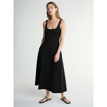 Scoop Women’s Ponte Maxi Dress with Square Neck, Sizes XS-XXL