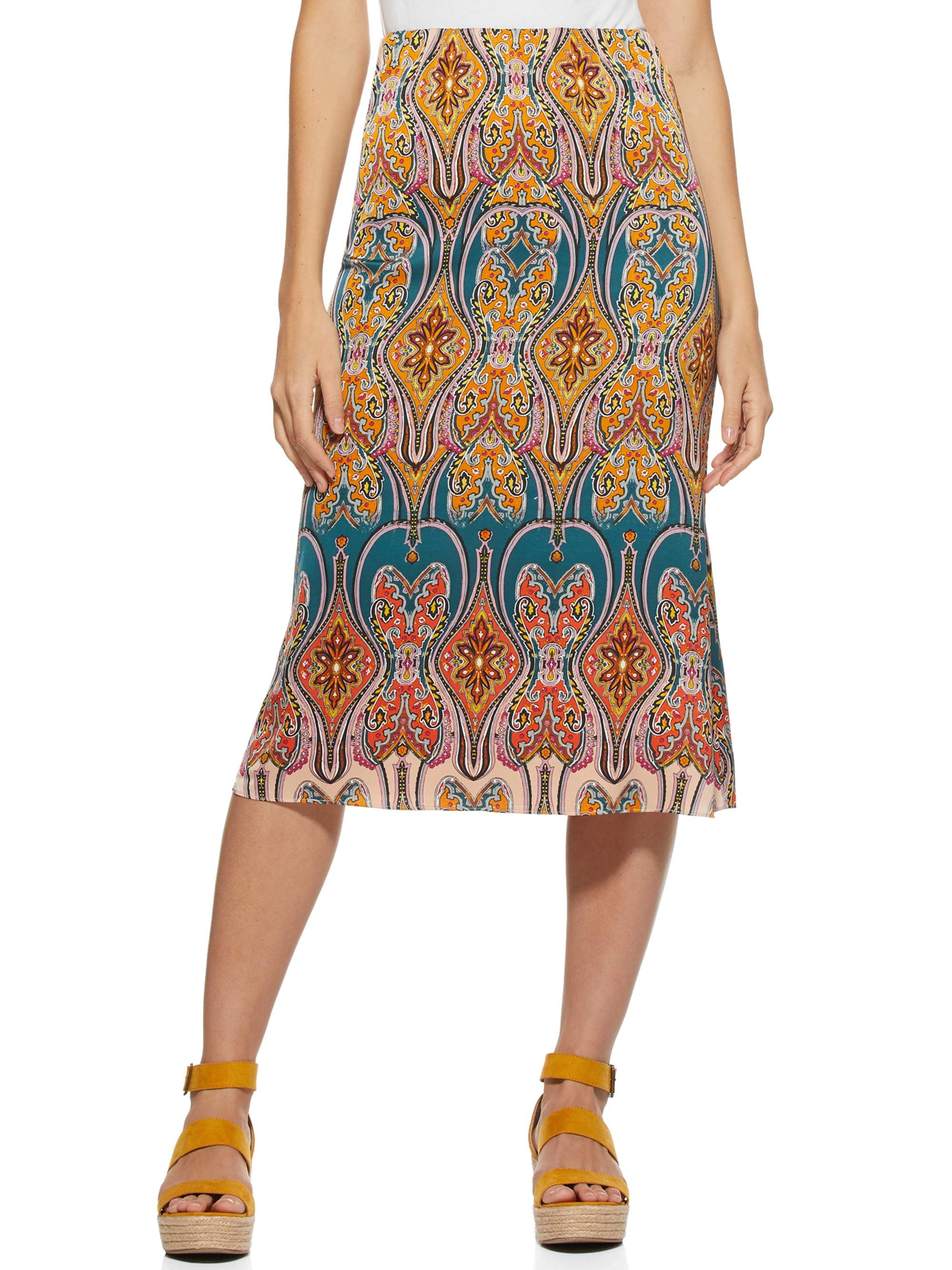 Scoop Women's Printed Midi Skirt - Walmart.com