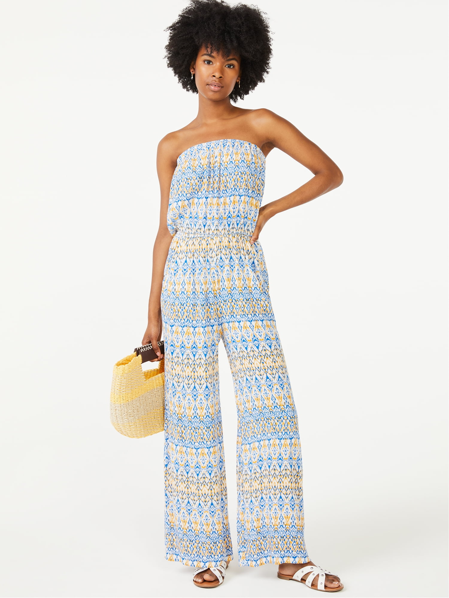 Scoop Women's Printed Strapless Jumpsuit