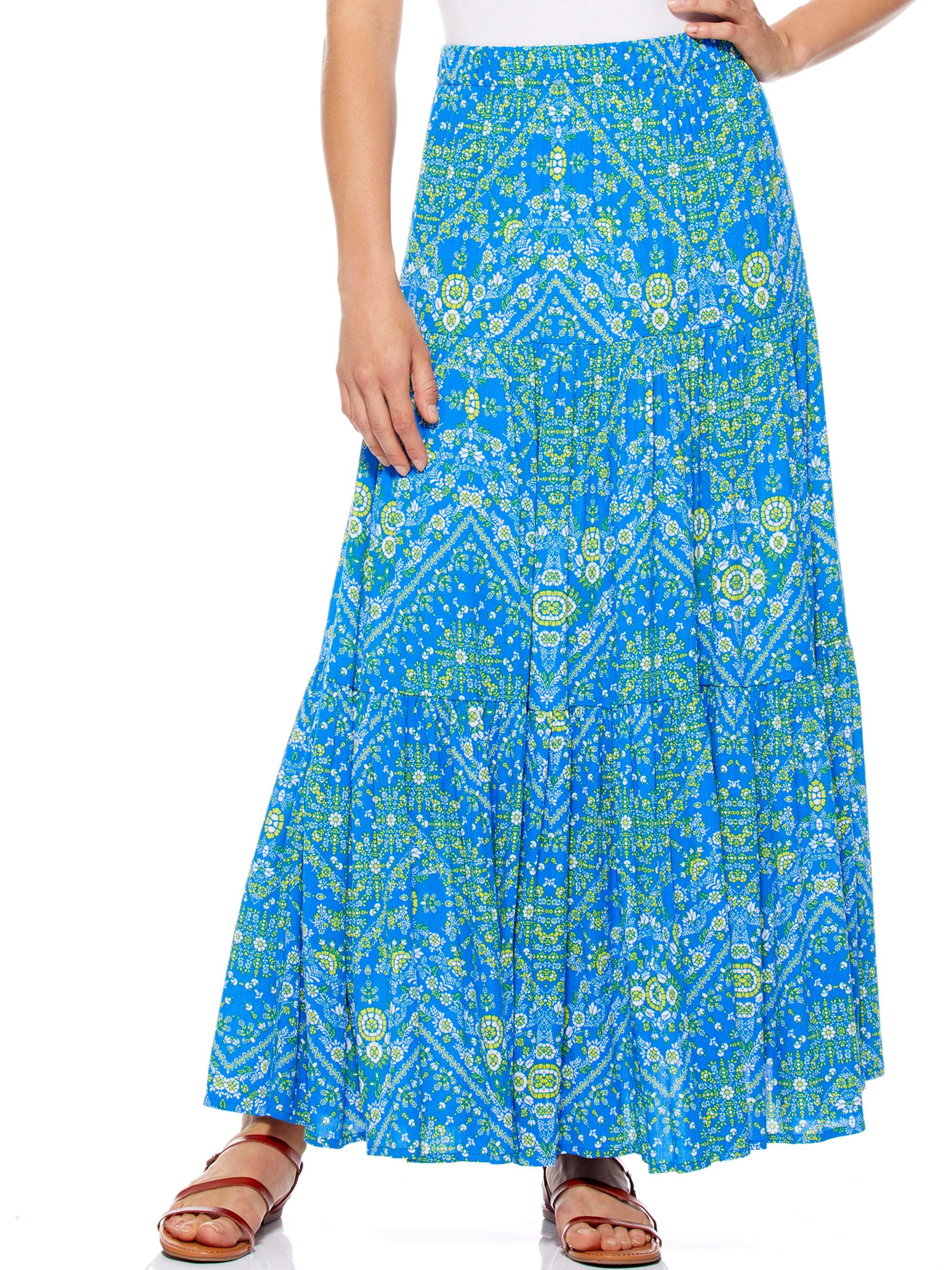 Scoop Women's Printed Tiered Maxi Skirt - Walmart.com