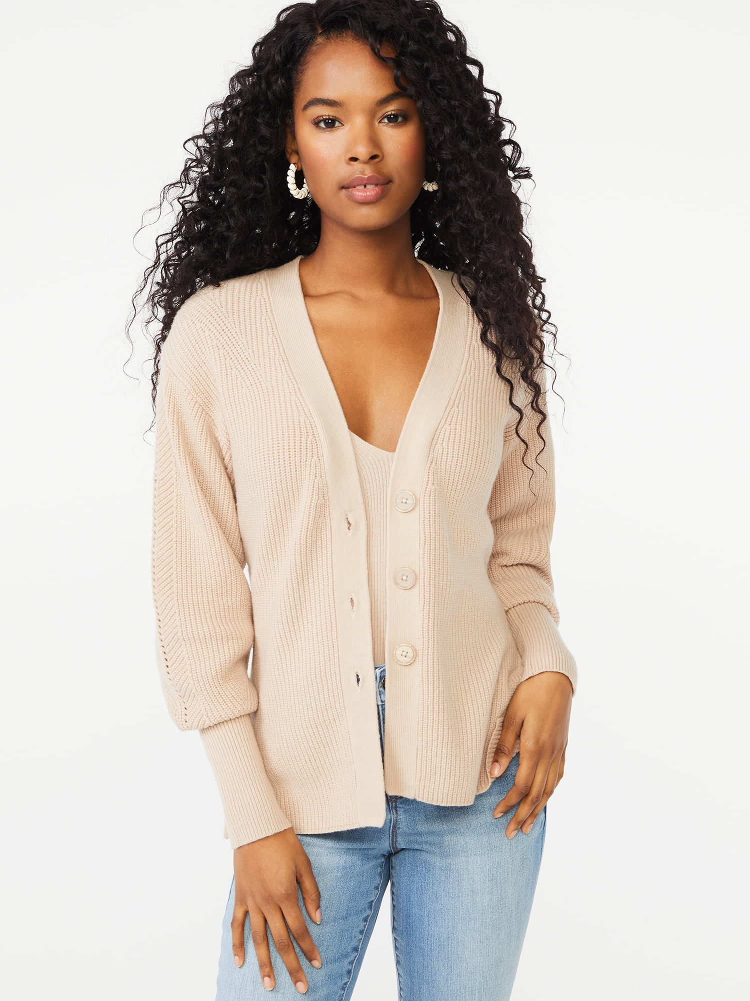 Puff sleeve cardigan clearance sweater