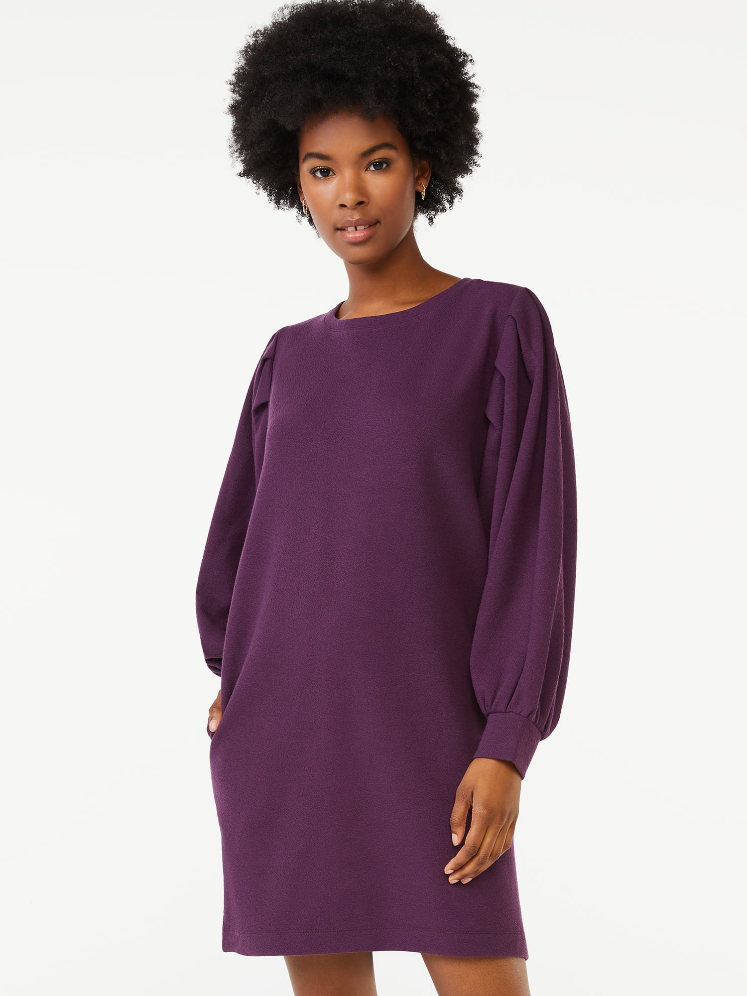 Puff sleeve sweatshirt dress new arrivals