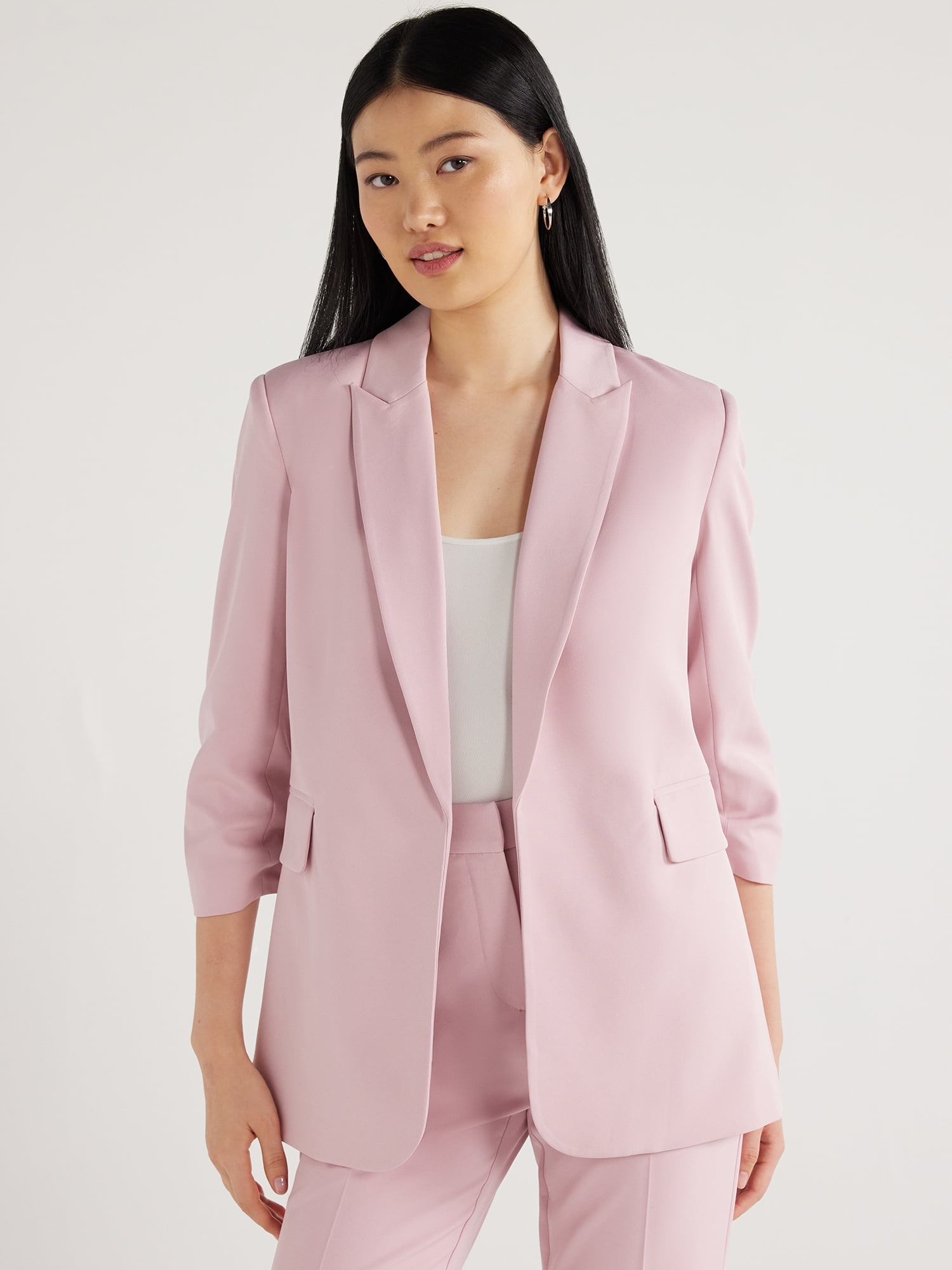 Scoop Women's Relaxed Fit Scrunch Sleeve Blazer, Sizes XS-XXL - Walmart.com