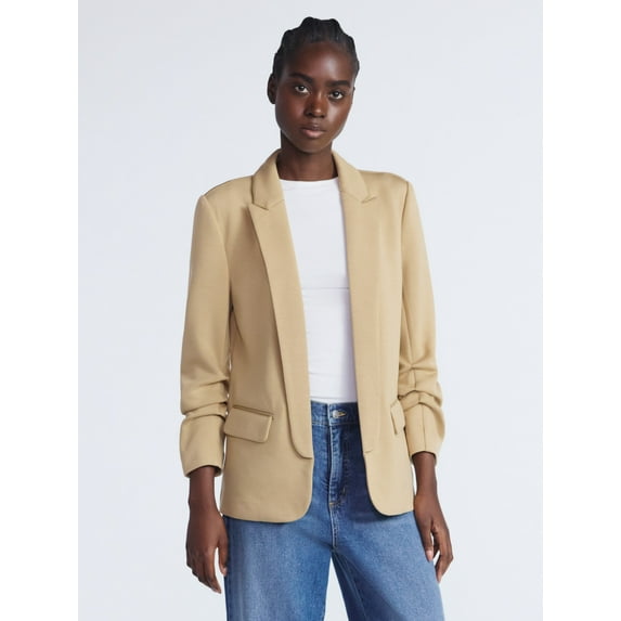 Scoop Women's and Women’s Plus Ultimate ScubaKnit Relaxed Blazer with Scrunch Sleeves, Sizes XS-4X