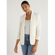 Scoop Women's Relaxed Ultimate ScubaKnit Stretch Blazer with Scrunch Sleeves, Sizes XS-XXL