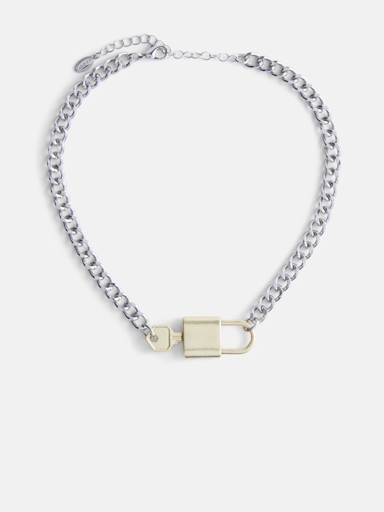 Scoop Women’s Rhodium Tone and Brass Tone Padlock Key Necklace