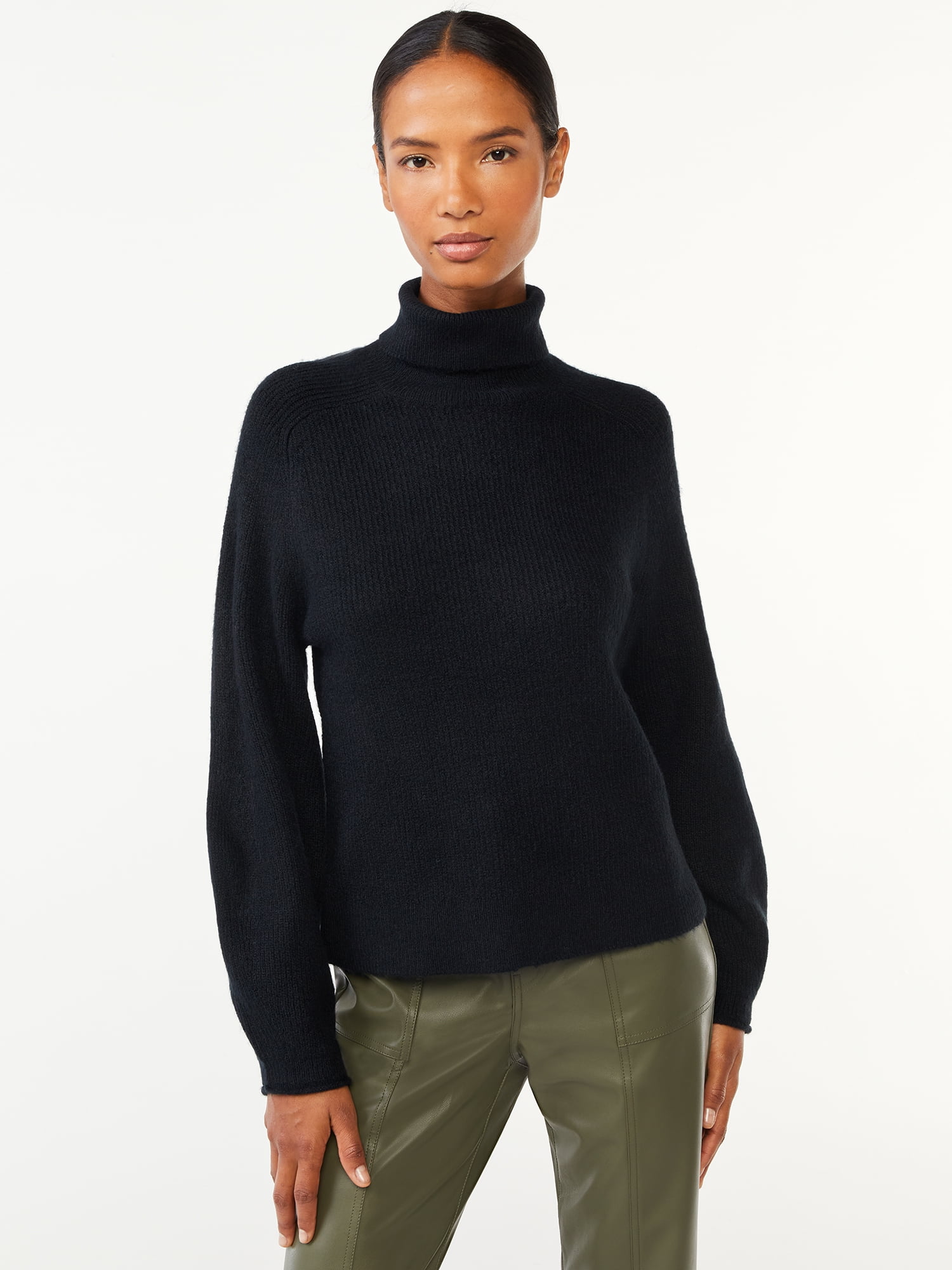 Find Your Perfect Scoop Women's Ribbed Oversized Turtleneck Sweater ...